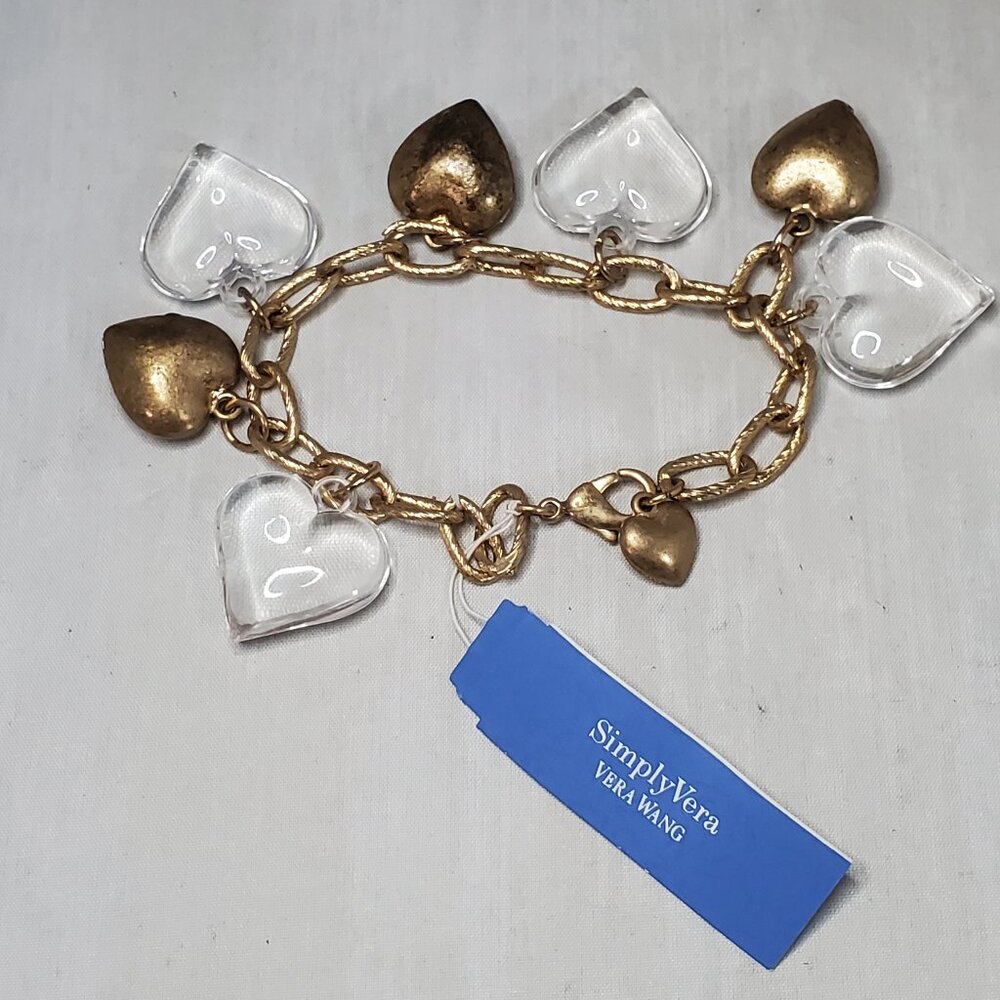 Simply Vera Vera Wang Gold-Tone Heart Charm Bracelet